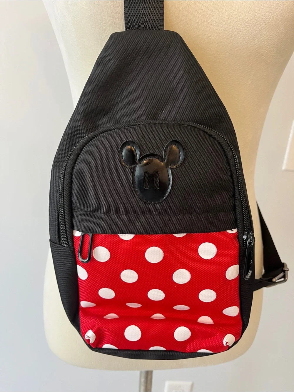 Black and Red Polka Dot Crossbody Sling Bag